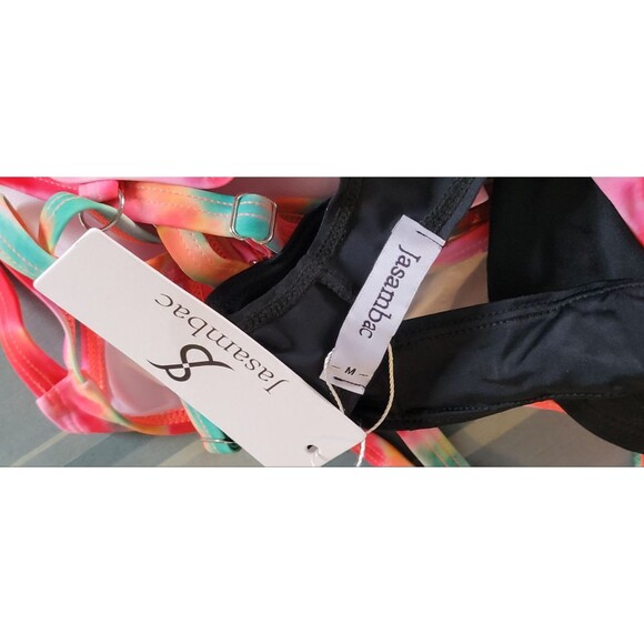 JASAMBAC 3 Piece Rainbow Tie-Dye Tankini Set Sz M - Picture 8 of 9